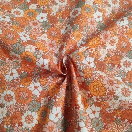Tissu Popeline Oxford Orange Vert