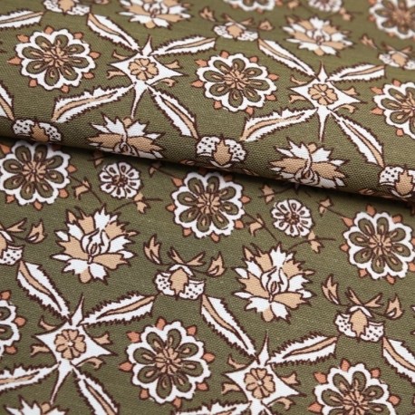 Tissu Toile Imprimée Kashgar Kaki