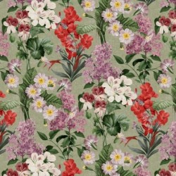 Tissu Lin Imprimé Botanical Vert