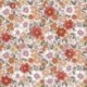 Tissu Popeline Fleurs Rouge Orange