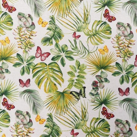 Tissu Imprimé Vaiana Feuilles Vert