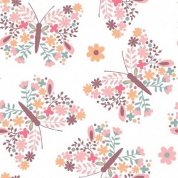 Tissu Coton Imprimé Papilo Rose 