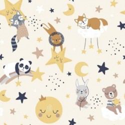 Tissu Coton Imprimé Lunaire Naturel