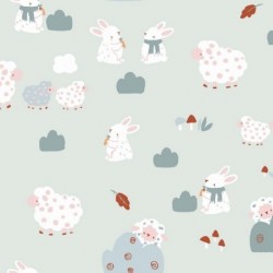 Tissu Coton Imprimé Magneau Bleu