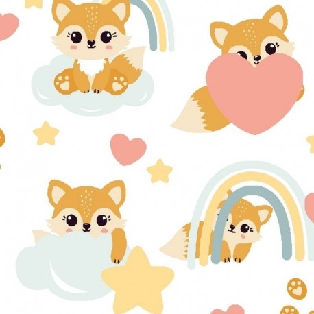 Tissu Coton Imprimé Nuage Multico