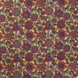 Tissu Voile de Coton Imprimé Papillon Jaune 