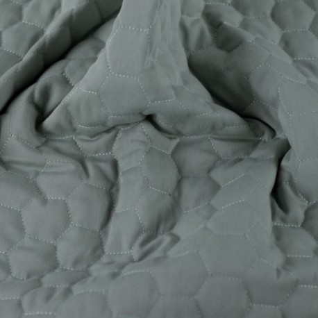 Tissu Twill Coton Matelassé Gris Vert