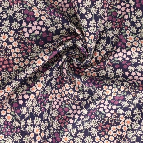 Tissu Popeline Imprimée Fleur Coloris Violet