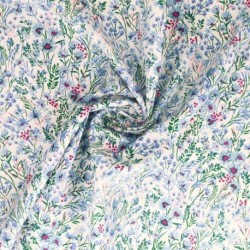 Tissu Popeline Imprimée Fleur Bleu