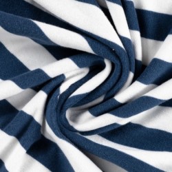 Tissu Pico Terry Rayures Bleu Marine 