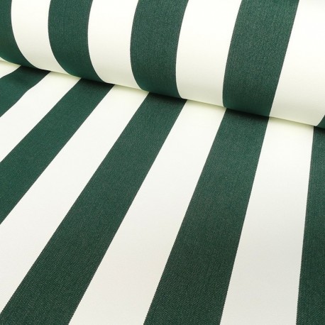 Tissu Toile Outdoor Deperlante Rayure Vert Foncé
