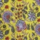 Tissu Blockprint Imprimé Tampons Mains Matelassé Double Face Floral Rouge et Jaune