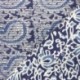 Tissu Blockprint Imprimé Tampons Mains Matelassé Double Face Floral et Paisley Bleu