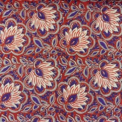 Tissu Blockprint Impression Tampons Mains Floral Rouge