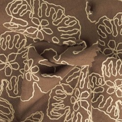Tissu Viscose Polyamide Brodé Chocolat