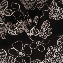 Tissu Viscose Polyamide Brodé Noir 