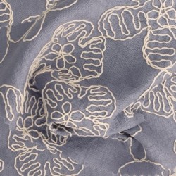 Tissu Viscose Polyamide Brodé Bleu 