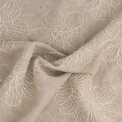 Tissu Viscose Polyamide Brodé Beige