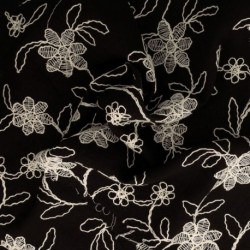 Tissu Viscose Polyamide Brodé Noir
