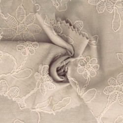 Tissu Viscose Polyamide Brodé Beige
