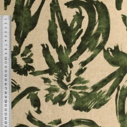 Tissu Viscose Lin Imprimé Digital Vert