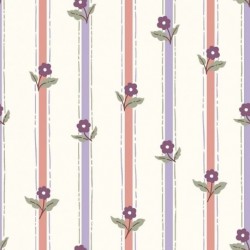 Tissu Cretonne Imprimée Rayures Mauve 