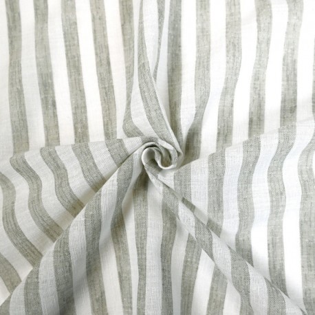 Tissu Etamine Rayée Vasco Kaki 
