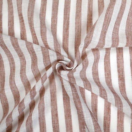 Tissu Etamine Rayée Vasco Terracotta 