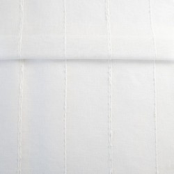 Tissu Etamine Rayée Onega Fil Chenillé Blanc 