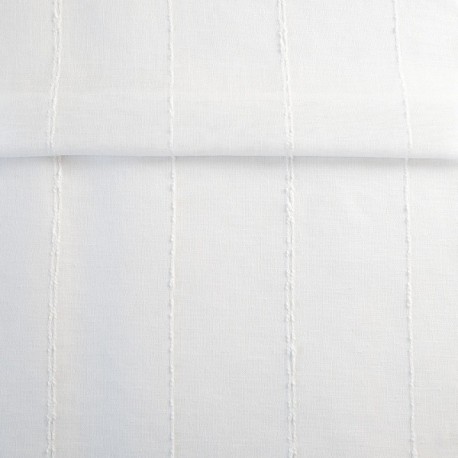 Tissu Etamine Rayée Onega Fil Chenillé Blanc 