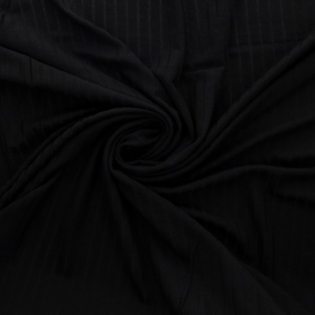 Tissu Jersey Côtelé Uni Noir 