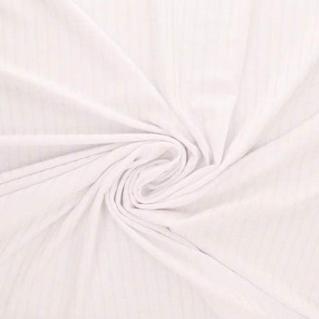 Tissu Jersey Côtelé Uni Blanc