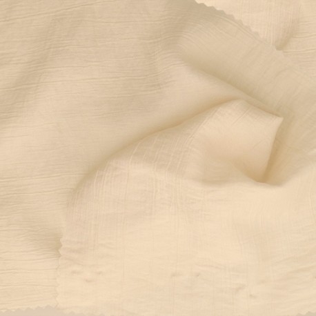 Tissu Uni Aspect Froissé Ecru 