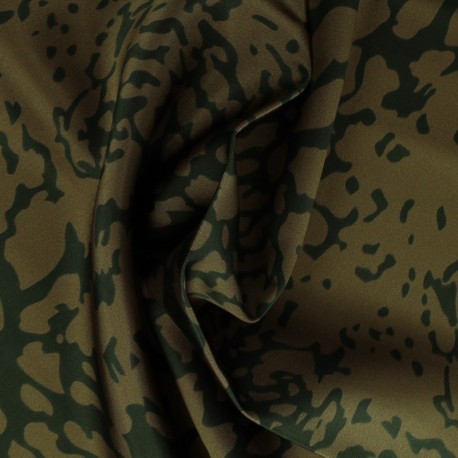 Tissu Satin Imprimé Digital Kaki 
