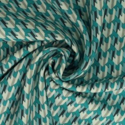 Tissu Popeline De Viscose Imprimée Abstrait Vert