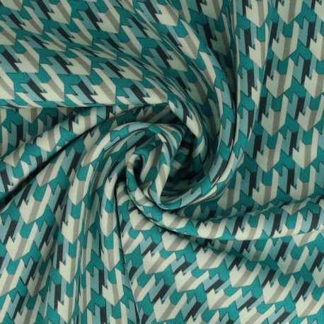 Tissu Popeline De Viscose Imprimée Abstrait Vert
