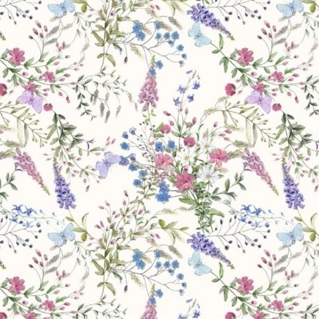 Tissu Toile Loneta Malva Fleurie 