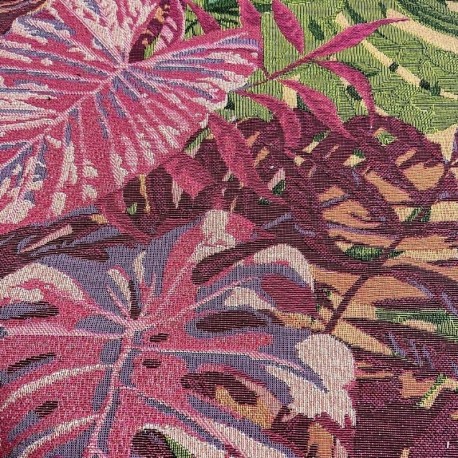 Tissu Jacquard Jungle Leaf Rush
