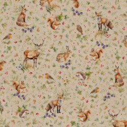 Tissu Animal Forest Dream Fond Coloris Lin Digital 