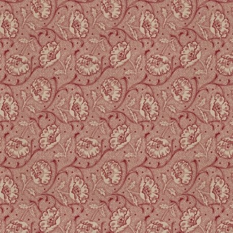 Tissu Bloomy Art Craft Lie de Vin Fond Coloris Lin