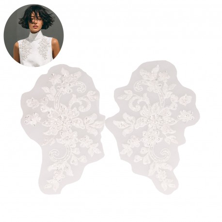 Motif perles fleur *2 Blanc