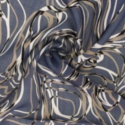 Tissu Viscose Imprimé Bleu Jean 