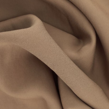 Tissu Gabardine Viscose Polyester Uni Marron Clair 