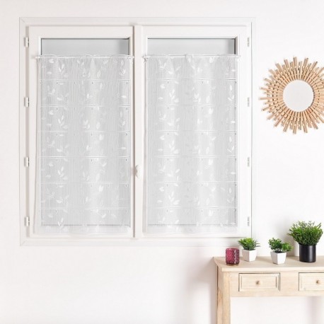 Tissu Modulable Maille Feuille Blanc Largeur 90cm 
