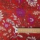 Tissu Blockprint Imprimé Tampons Mains Matelassé Double Face Floral Rouge Bleu