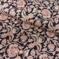 Tissu Blockprint Impression Tampons Mains Floral Multico