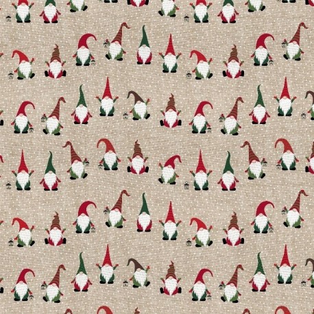 Tissu Jolly Tomte Fond Coloris Lin 