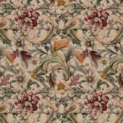 Tissu Bird And Flower Fond Coloris Lin Digital