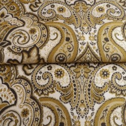 Tissu Jacquard Paisley Ocre 