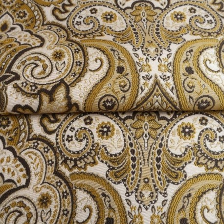 Tissu Jacquard Paisley Ocre 